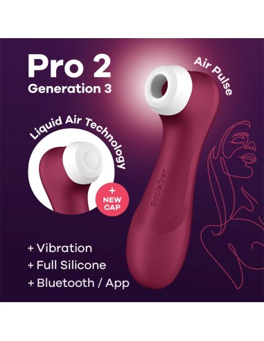 Pro 2 Gen 3 Liquid Air Technology Succión y Vibración App Connect Wine Red - Rojo Vino|A Placer
