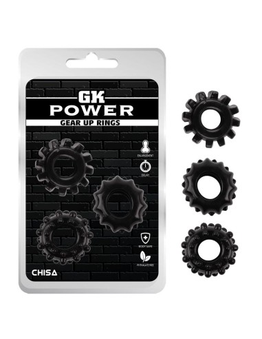 Kit 3 Anillos Pene Gear Up Negro|A Placer
