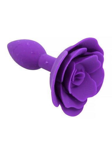 Plug Anal de Silicona con Rosa Púrpura|A Placer