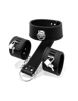 Set de Collar con Esposas y para Munecas Cuero Vegano 2