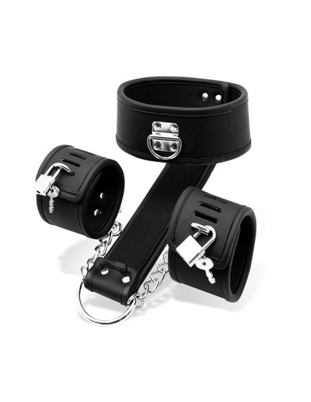 Set de Collar con Esposas y para Munecas Cuero Vegano Set de Collar con Esposas y para Munecas Cuero Vegano