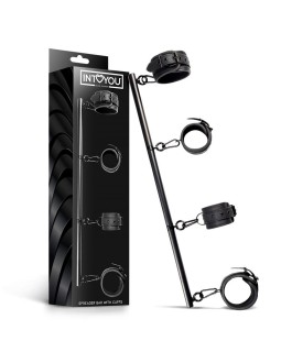 Barra Separadora Rigida Desmontable y 4 Esposas Desmontables Neopreno y Cuero Vegano