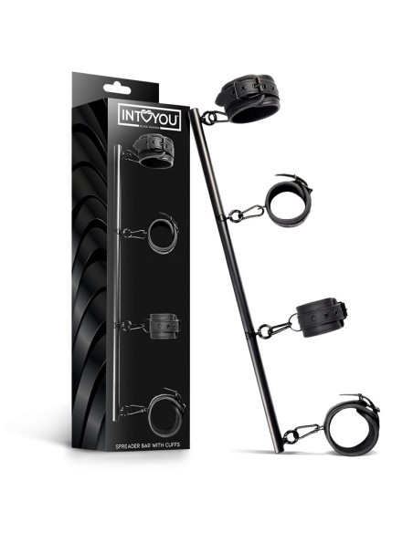 Barra Separadora Rigida Desmontable y 4 Esposas Desmontables Neopreno y Cuero Vegano Barra Separadora Rigida Desmontable y 4 Esposas Desmontables Neopreno y Cuero Vegano