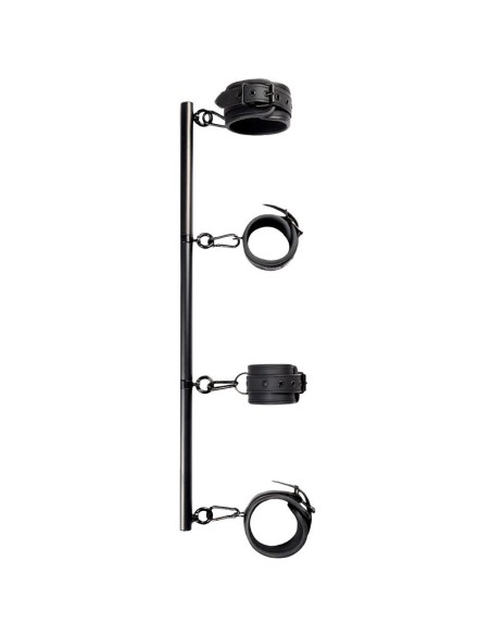Barra Separadora Rigida Desmontable y 4 Esposas Desmontables Neopreno y Cuero Vegano Barra Separadora Rigida Desmontable y 4 Esposas Desmontables Neopreno y Cuero Vegano