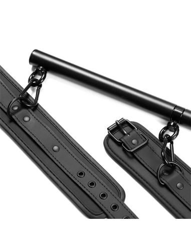 Barra Separadora Rigida Desmontable y 4 Esposas Desmontables Neopreno y Cuero Vegano