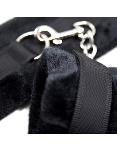 Esposas de Tela con Velcro para Munecas con Pelo Largo Negro