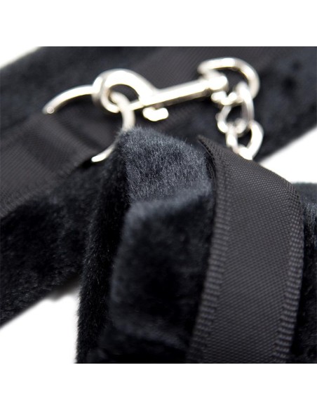 Esposas de Tela con Velcro para Munecas con Pelo Largo Negro