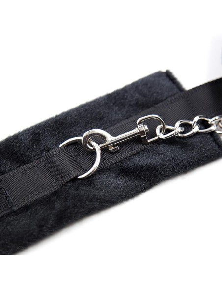 Esposas de Tela con Velcro para Munecas con Pelo Largo Negro