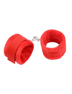 Esposas de Tela con Velcro para Munecas con Pelo Largo Rojo