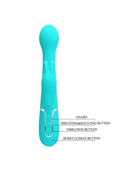 Vibrador con Thrusting y Bolas Rotatorias Dejon Azul Vibrador con Thrusting y Bolas Rotatorias Dejon Azul