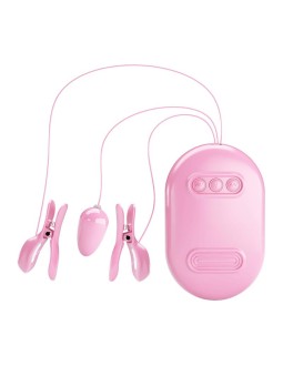 Surprise Box Huevo Vibrador y Pinzas para Pezones con Electro Estimulacion Rosa