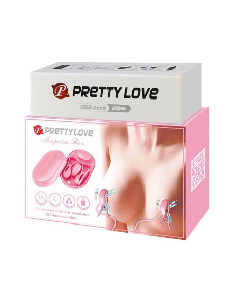 Surprise Box Huevo Vibrador y Pinzas para Pezones con Electro Estimulacion Rosa Surprise Box Huevo Vibrador y Pinzas para Pezones con Electro Estimulacion Rosa