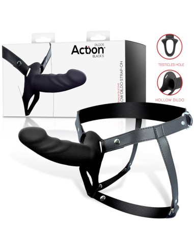 Arnes Strap On con Dildo Hueco Silicona Premium Talla S Negro