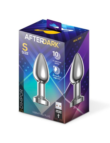 Dimpor Plug Anal Cromado con Vibracion USB Magnetico Talla S