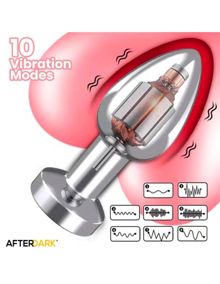 Dimpor Plug Anal Cromado con Vibracion USB Magnetico Talla M