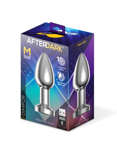 Dimpor Plug Anal Cromado con Vibracion USB Magnetico Talla M