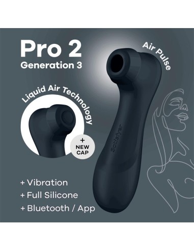 Pro 2 Gen 3 Liquid Air Technology Succión y Vibración App Connect Negro|A Placer
