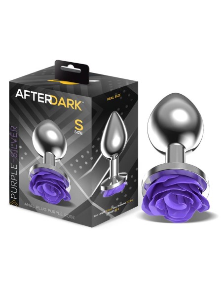 Plug Anal de Metal con Rosa Purpura en la Base Talla S Plug Anal de Metal con Rosa Purpura en la Base Talla S