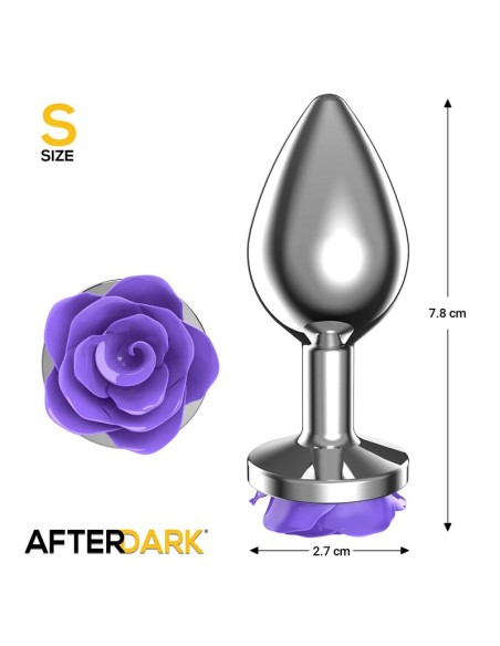 Plug Anal de Metal con Rosa Purpura en la Base Talla S Plug Anal de Metal con Rosa Purpura en la Base Talla S