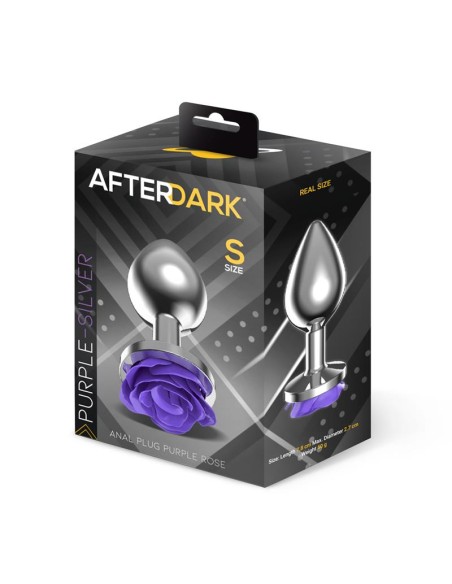 Plug Anal de Metal con Rosa Purpura en la Base Talla S Plug Anal de Metal con Rosa Purpura en la Base Talla S