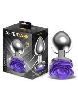 Plug Anal de Metal con Rosa Purpura en la Base Talla M