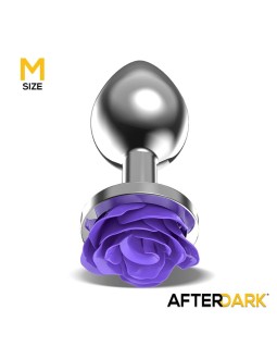 Plug Anal de Metal con Rosa Purpura en la Base Talla M 2