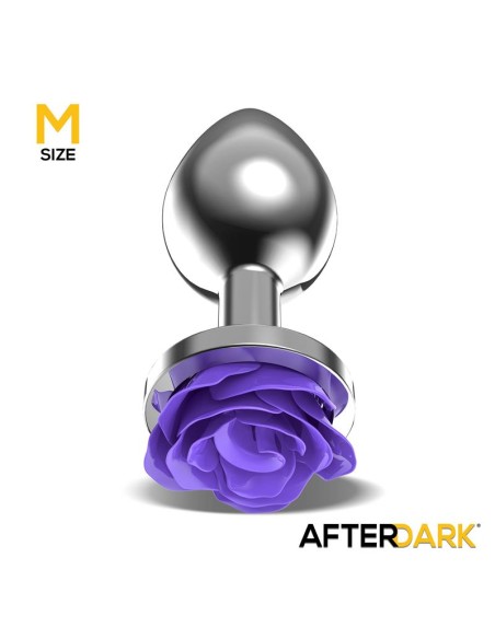 Plug Anal de Metal con Rosa Purpura en la Base Talla M