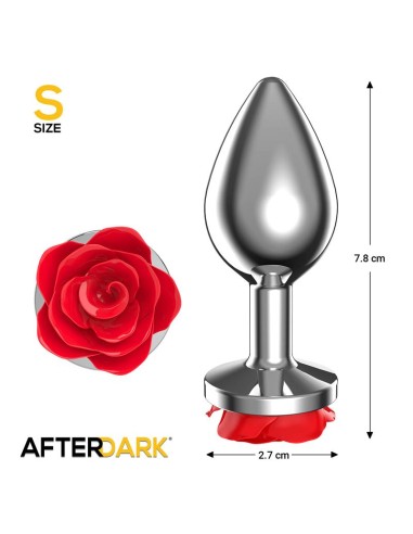 Plug Anal de Metal con Rosa Roja en la Base Talla S