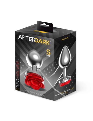 Plug Anal de Metal con Rosa Roja en la Base Talla S