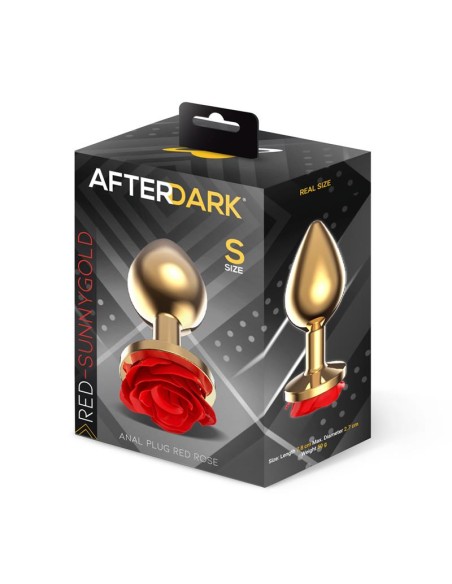 Plug Anal de Metal Dorado con Rosa Roja en la Base Talla S Plug Anal de Metal Dorado con Rosa Roja en la Base Talla S