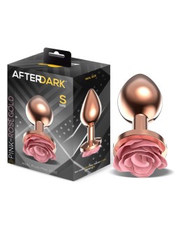 Plug Anal de Metal Oro Rosa con Rosa Rosa en la Base Talla S