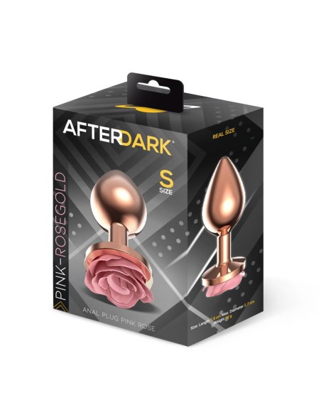 Plug Anal de Metal Oro Rosa con Rosa Rosa en la Base Talla S
