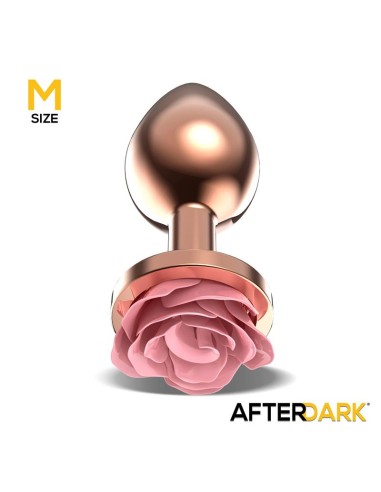 Plug Anal de Metal Oro Rosa con Rosa Rosa en la Base Talla M