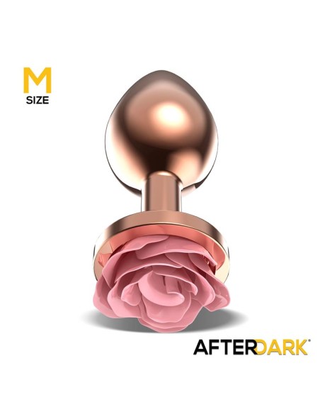 Plug Anal de Metal Oro Rosa con Rosa Rosa en la Base Talla M