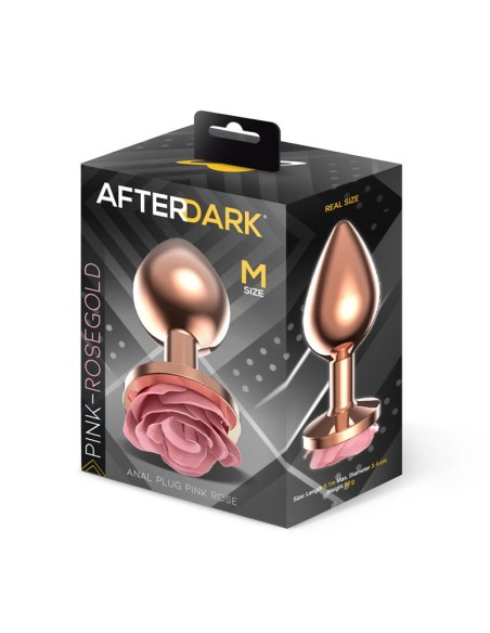 Plug Anal de Metal Oro Rosa con Rosa Rosa en la Base Talla M