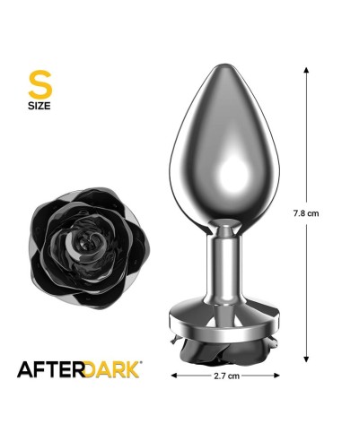 Plug Anal de Metal con Rosa Negra en la Base Talla S