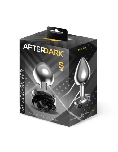 Plug Anal de Metal con Rosa Negra en la Base Talla S