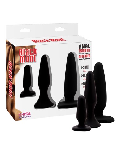 Pack 3 Plug Anal Traimer Kit Silicona Negro|A Placer