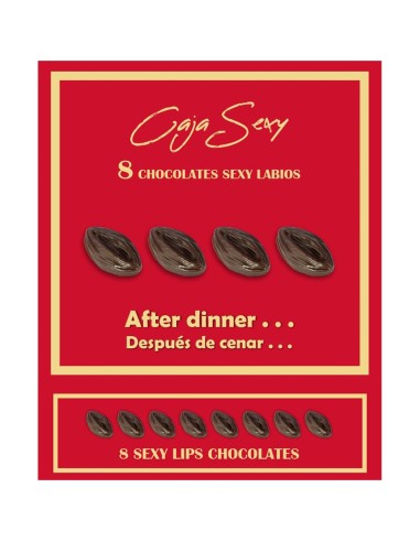 Caja Roja Sexy Forma de Labios Chocolate Negro 8 unidades|A Placer
