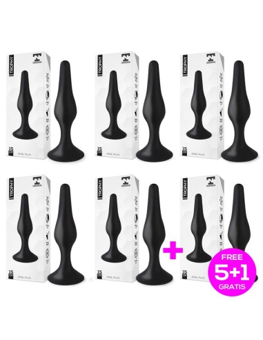 Pack 5+1 Trophy Anal Plug 15 cm. Silicone Black|A Placer