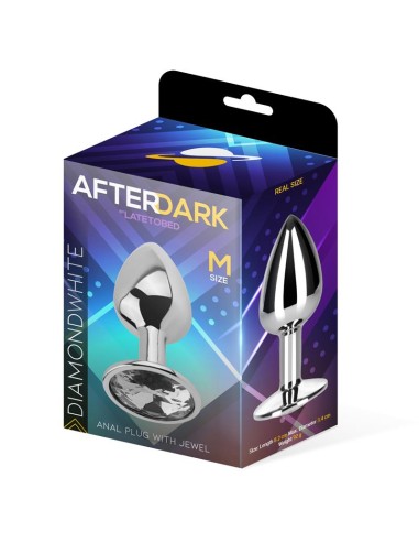 Plug Anal con Jota Color Blanco Diamante Talla M Aluminio