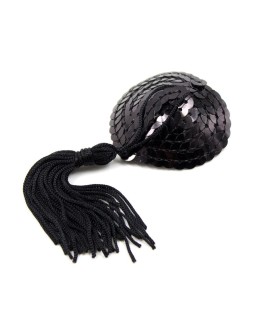 Pezoneras Autoadhesivas Forma de Corazon con Lentejuelas Negras 2