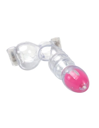 Funda para el Pene y Testiculos 3 Balas Vibradoras Transparente