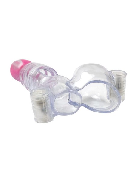 Funda para el Pene y Testiculos 3 Balas Vibradoras Transparente Funda para el Pene y Testiculos 3 Balas Vibradoras Transparente