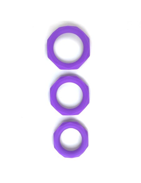 Set de 3 Anillos para el Pene Silicona Purpura Set de 3 Anillos para el Pene Silicona Purpura