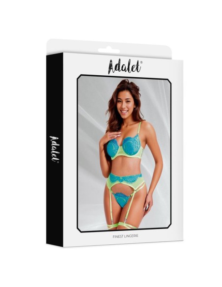 Harlow Set Sujetador Tanga Liguero y Liga Amarillo y Azul Harlow Set Sujetador Tanga Liguero y Liga Amarillo y Azul