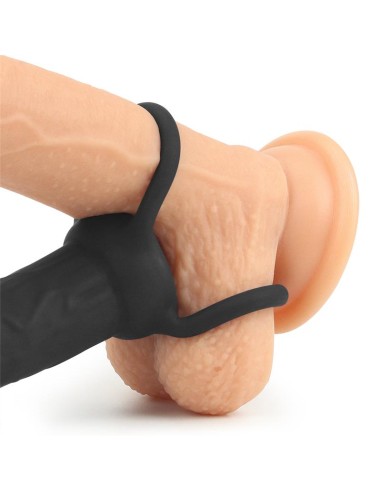 Dildo Anal con Doble Anillo Negro