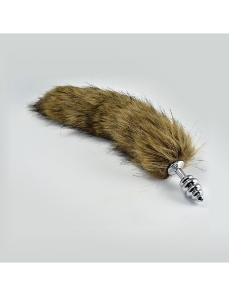 Plug Anal en Espiral de Metal con Cola Marron Talla L Plug Anal en Espiral de Metal con Cola Marron Talla L