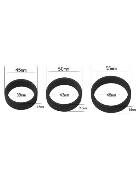 Pack de 3 Anillos para el Pene Power Ring Negro