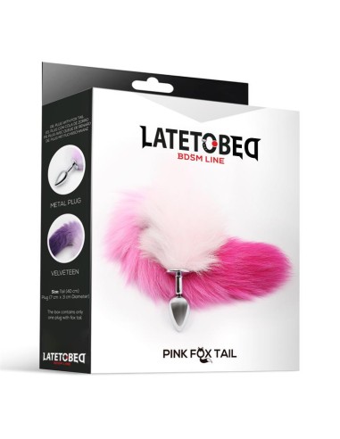 Plug Anal con Cola de Zorro Rosa y Blanca Talla S